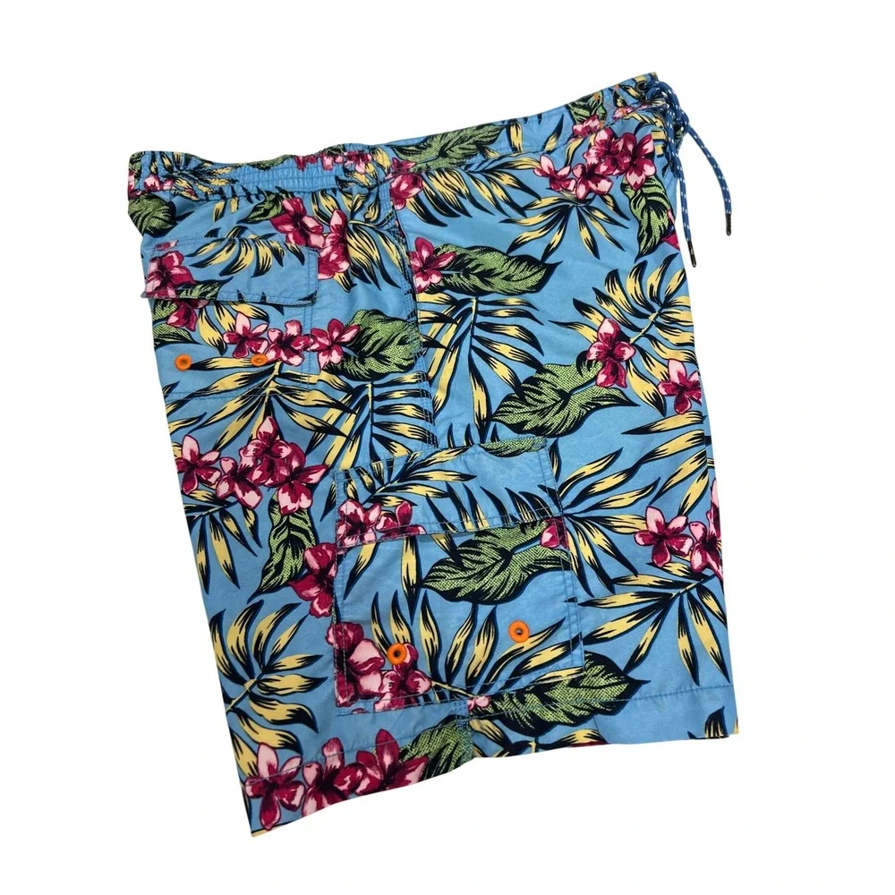 Tommy Bahama Swim Trunk Men XL Blue Floral Tropical Cargo Pocket Board Short F25